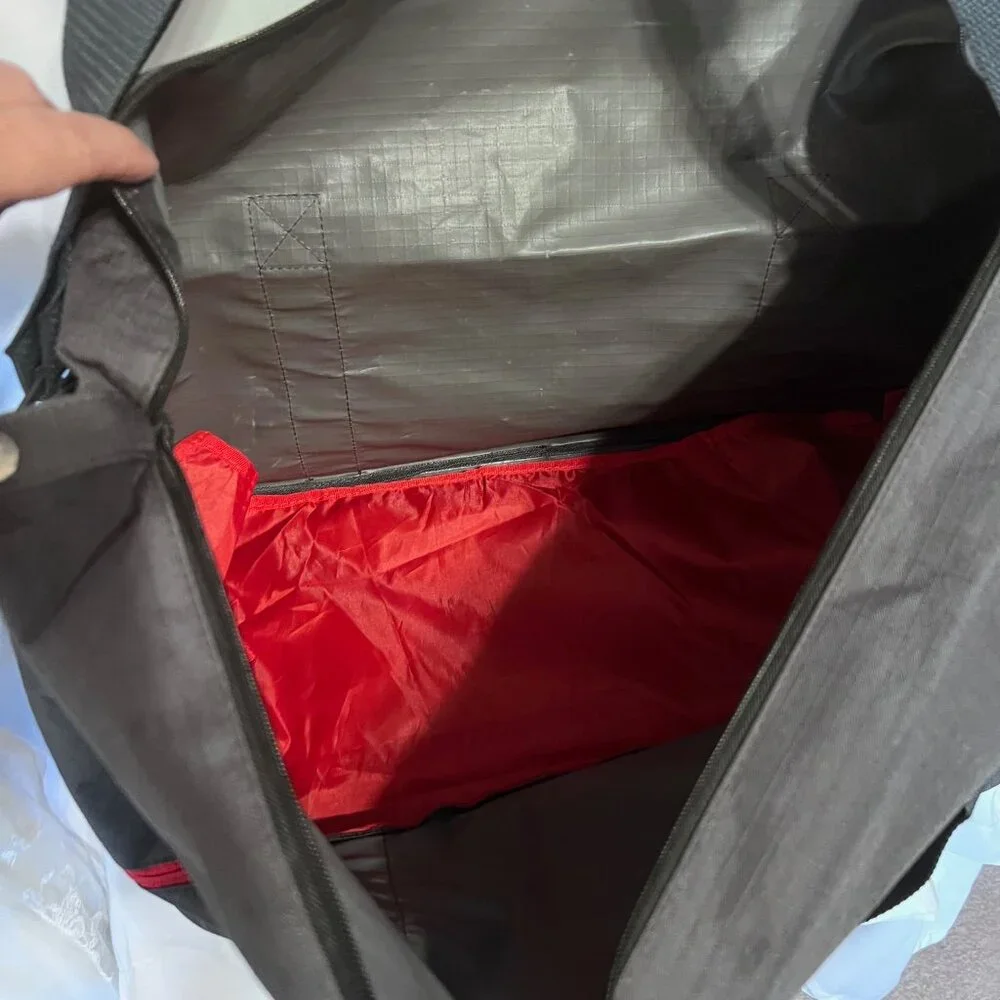 Perry Ellis-Gray& Red Tote/Satchel Travel Bag-Adjustable Shoulder Strap-Zip Bott